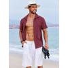 imageCOOFANDY Mens Beach Summer Shirts Linen Texture Shirts Short Sleeve Casual Button Down ShirtWine Red