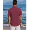 imageCOOFANDY Mens Beach Summer Shirts Linen Texture Shirts Short Sleeve Casual Button Down ShirtWine Red