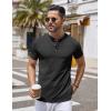 imageCOOFANDY Mens Henley Shirts Short Sleeve Casual Button Down Shirts Lightweight Summer Basic TeeBlack