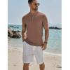 imageCOOFANDY Mens Henley Shirts Short Sleeve Casual Button Down Shirts Lightweight Summer Basic TeeBrown