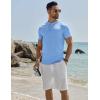 imageCOOFANDY Mens Henley Shirts Short Sleeve Casual Button Down Shirts Lightweight Summer Basic TeeClear Blue