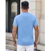 imageCOOFANDY Mens Henley Shirts Short Sleeve Casual Button Down Shirts Lightweight Summer Basic TeeClear Blue