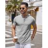 imageCOOFANDY Mens Henley Shirts Short Sleeve Casual Button Down Shirts Lightweight Summer Basic TeeGrey