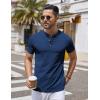 imageCOOFANDY Mens Henley Shirts Short Sleeve Casual Button Down Shirts Lightweight Summer Basic TeeNavy Blue