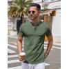 imageCOOFANDY Mens Henley Shirts Short Sleeve Casual Button Down Shirts Lightweight Summer Basic TeeOlive Green