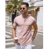 imageCOOFANDY Mens Henley Shirts Short Sleeve Casual Button Down Shirts Lightweight Summer Basic TeePink