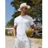 imageCOOFANDY Mens Henley Shirts Short Sleeve Casual Button Down Shirts Lightweight Summer Basic TeeWhite