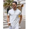 imageCOOFANDY Mens Henley Shirts Short Sleeve Casual Button Down Shirts Lightweight Summer Basic TeeWhite