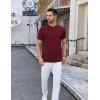 imageCOOFANDY Mens Henley Shirts Short Sleeve Casual Button Down Shirts Lightweight Summer Basic TeeWine Red