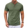 imageCOOFANDY Mens Henley Shirts Short Sleeve Casual Button Down Shirts Lightweight Summer Basic TeeOlive Green