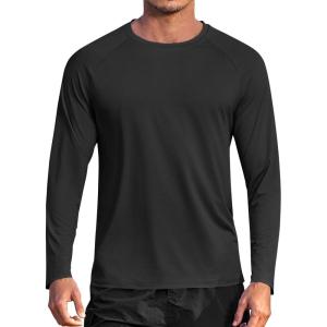 imageCOOFANDY Mens Sun Protection Shirts Long Sleeve Rash Guard Swim TShirts Lightweight Quick Dry Fishing ShirtsBlack