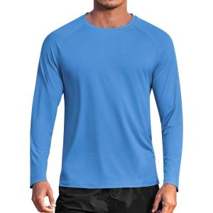 imageCOOFANDY Mens Sun Protection Shirts Long Sleeve Rash Guard Swim TShirts Lightweight Quick Dry Fishing ShirtsBlue