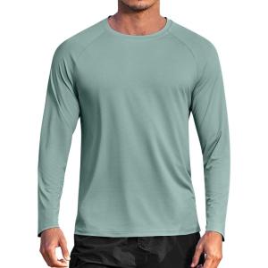 imageCOOFANDY Mens Sun Protection Shirts Long Sleeve Rash Guard Swim TShirts Lightweight Quick Dry Fishing ShirtsGrey Green