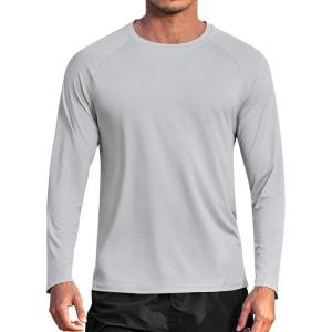 imageCOOFANDY Mens Sun Protection Shirts Long Sleeve Rash Guard Swim TShirts Lightweight Quick Dry Fishing ShirtsLight Grey