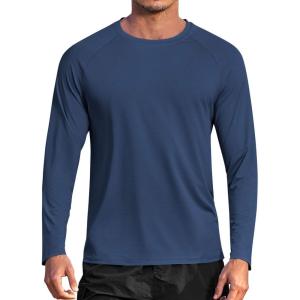 imageCOOFANDY Mens Sun Protection Shirts Long Sleeve Rash Guard Swim TShirts Lightweight Quick Dry Fishing ShirtsNavy