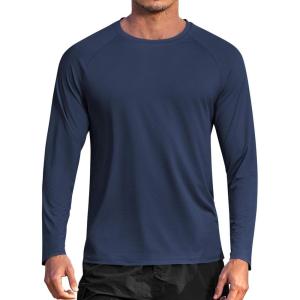 imageCOOFANDY Mens Sun Protection Shirts Long Sleeve Rash Guard Swim TShirts Lightweight Quick Dry Fishing ShirtsNavy Blue