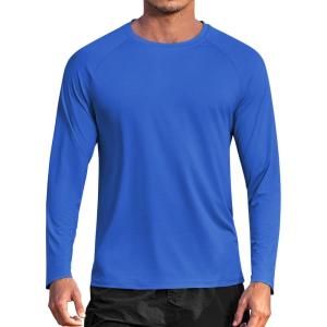 imageCOOFANDY Mens Sun Protection Shirts Long Sleeve Rash Guard Swim TShirts Lightweight Quick Dry Fishing ShirtsRoyal Blue