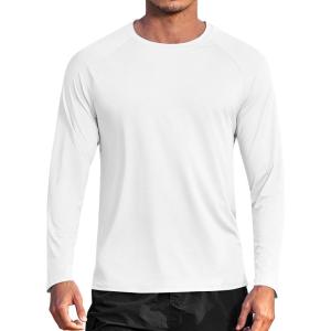 imageCOOFANDY Mens Sun Protection Shirts Long Sleeve Rash Guard Swim TShirts Lightweight Quick Dry Fishing ShirtsWhite