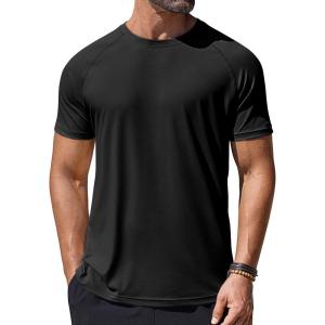 imageCOOFANDY Mens Swim Shirt Short Sleeve UPF 50 Sun Protection Shirt Rah Guard Athletic Quick Dry T ShirtsBlack
