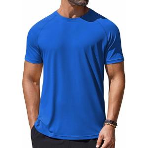 imageCOOFANDY Mens Swim Shirt Short Sleeve UPF 50 Sun Protection Shirt Rah Guard Athletic Quick Dry T ShirtsSky Blue