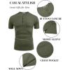 imageCOOFANDY Mens Casual Henley Shirts Short Sleeve Pocket TShirts Lightweight Button Henley Pullover Basic TeesArmy Green
