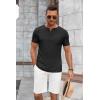 imageCOOFANDY Mens Casual Henley Shirts Short Sleeve Pocket TShirts Lightweight Button Henley Pullover Basic TeesBlack