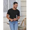 imageCOOFANDY Mens Casual Henley Shirts Short Sleeve Pocket TShirts Lightweight Button Henley Pullover Basic TeesBlack