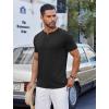 imageCOOFANDY Mens Casual Henley Shirts Short Sleeve Pocket TShirts Lightweight Button Henley Pullover Basic TeesBlack