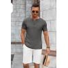 imageCOOFANDY Mens Casual Henley Shirts Short Sleeve Pocket TShirts Lightweight Button Henley Pullover Basic TeesDark Grey