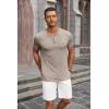 imageCOOFANDY Mens Casual Henley Shirts Short Sleeve Pocket TShirts Lightweight Button Henley Pullover Basic TeesDark Khaki