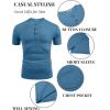 imageCOOFANDY Mens Casual Henley Shirts Short Sleeve Pocket TShirts Lightweight Button Henley Pullover Basic TeesDemin Blue