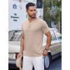 imageCOOFANDY Mens Casual Henley Shirts Short Sleeve Pocket TShirts Lightweight Button Henley Pullover Basic TeesKhaki