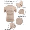 imageCOOFANDY Mens Casual Henley Shirts Short Sleeve Pocket TShirts Lightweight Button Henley Pullover Basic TeesKhaki