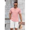 imageCOOFANDY Mens Casual Henley Shirts Short Sleeve Pocket TShirts Lightweight Button Henley Pullover Basic TeesPink