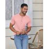 imageCOOFANDY Mens Casual Henley Shirts Short Sleeve Pocket TShirts Lightweight Button Henley Pullover Basic TeesPink