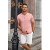 imageCOOFANDY Mens Casual Henley Shirts Short Sleeve Pocket TShirts Lightweight Button Henley Pullover Basic TeesPink