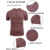 imageCOOFANDY Mens Casual Henley Shirts Short Sleeve Pocket TShirts Lightweight Button Henley Pullover Basic TeesWine Red