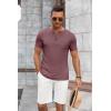 imageCOOFANDY Mens Casual Henley Shirts Short Sleeve Pocket TShirts Lightweight Button Henley Pullover Basic TeesWine Red