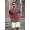 imageCOOFANDY Mens Casual Henley Shirts Short Sleeve Pocket TShirts Lightweight Button Henley Pullover Basic TeesWine Red
