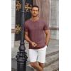 imageCOOFANDY Mens Casual Henley Shirts Short Sleeve Pocket TShirts Lightweight Button Henley Pullover Basic TeesWine Red