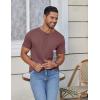 imageCOOFANDY Mens Casual Henley Shirts Short Sleeve Pocket TShirts Lightweight Button Henley Pullover Basic TeesWine Red
