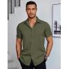 imageCOOFANDY Mens Dress Shirts Short Sleeve Regular Fit Lightweight Untucked Button Down ShirtArmy Green
