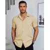 imageCOOFANDY Mens Dress Shirts Short Sleeve Regular Fit Lightweight Untucked Button Down ShirtBeige
