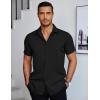 imageCOOFANDY Mens Dress Shirts Short Sleeve Regular Fit Lightweight Untucked Button Down ShirtBlack