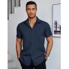 imageCOOFANDY Mens Dress Shirts Short Sleeve Regular Fit Lightweight Untucked Button Down ShirtBlue Violet
