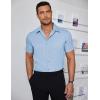 imageCOOFANDY Mens Dress Shirts Short Sleeve Regular Fit Lightweight Untucked Button Down ShirtClear Blue