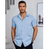 imageCOOFANDY Mens Dress Shirts Short Sleeve Regular Fit Lightweight Untucked Button Down ShirtClear Blue