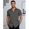 imageCOOFANDY Mens Dress Shirts Short Sleeve Regular Fit Lightweight Untucked Button Down ShirtDark Grey