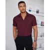 imageCOOFANDY Mens Dress Shirts Short Sleeve Regular Fit Lightweight Untucked Button Down ShirtDark Red