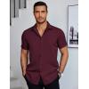 imageCOOFANDY Mens Dress Shirts Short Sleeve Regular Fit Lightweight Untucked Button Down ShirtDark Red